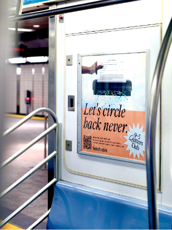 Subway out-of-home ad, 9-5 Quitters Club